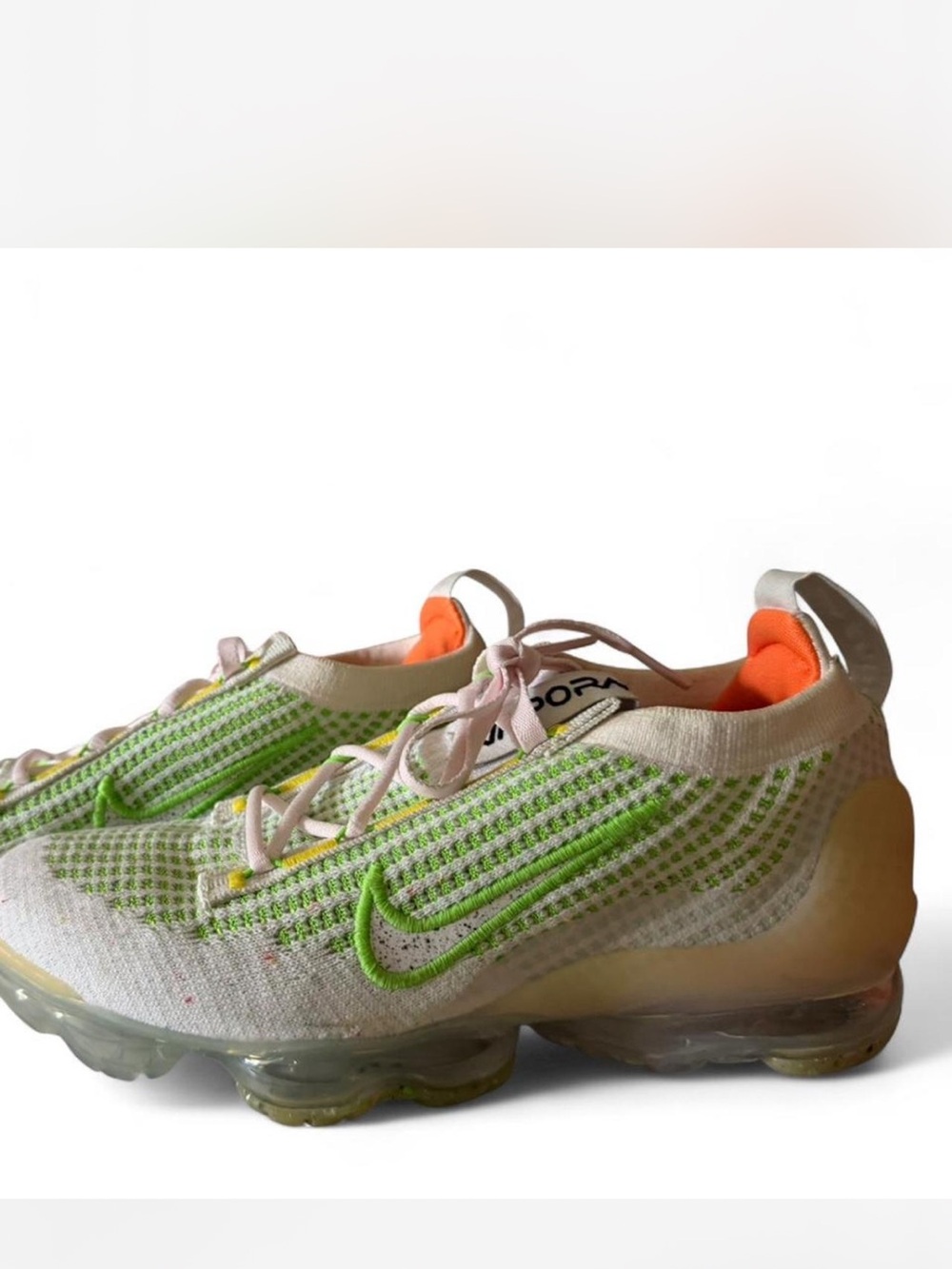 Nike Women’s White Green Orange Knit Vapormax Sneakers